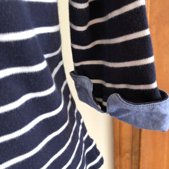 NAUTICA Three-Quarter Sleeve Blue White Stripe Top with Cuffs Me… - Picture 9 of 15